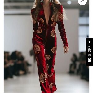 Chic Velvet Floral Jumpsuit